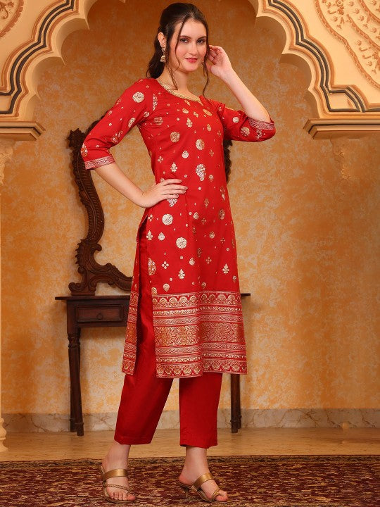 AURELIA Women Floral Printed Kurta with Palazzo & Dupatta