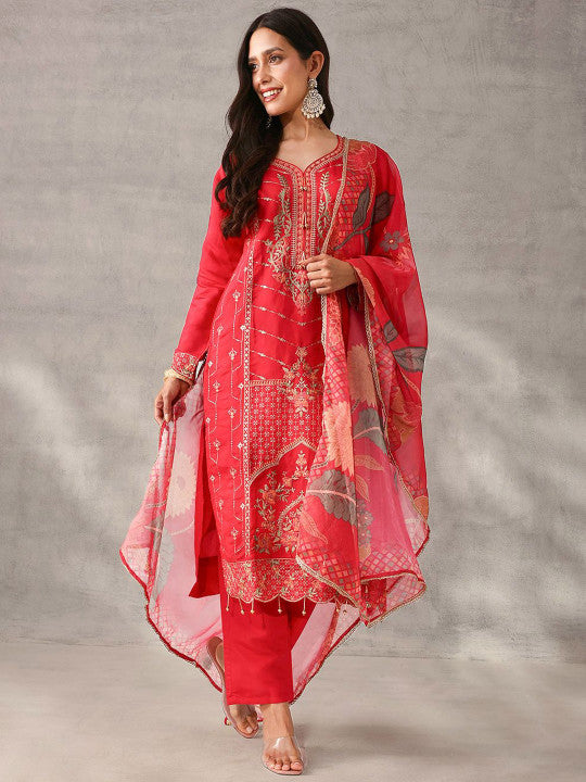 Ishin Women Ethnic Motifs Printed Kurta with Trouser & Dupatta