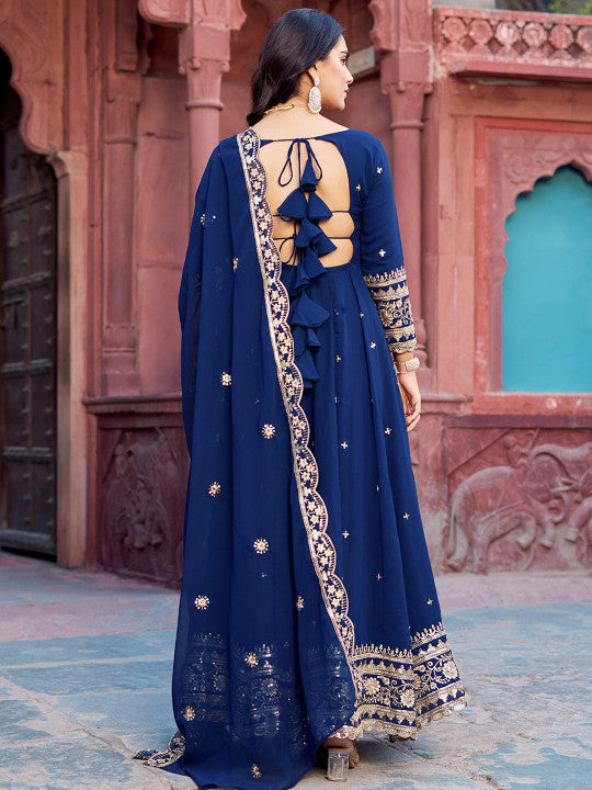 all about you Women Ethnic Motifs Embroidered Anarkali Kurta with Trousers & Dupatta