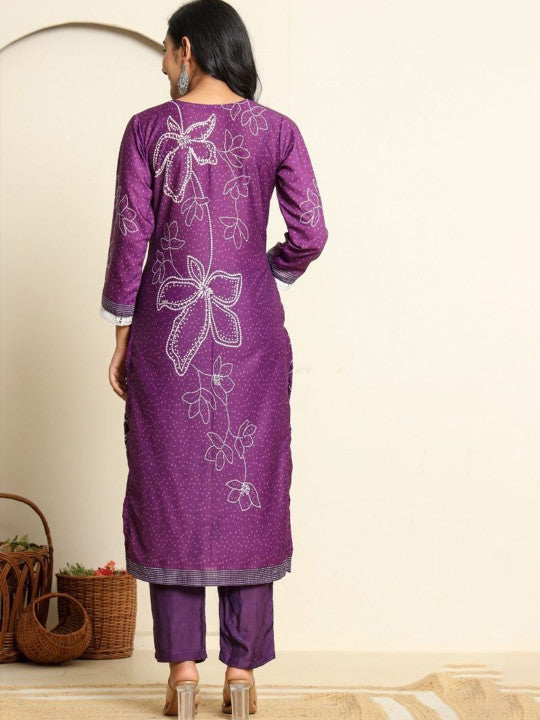 HOUSE OF JAMOTI Women Ethnic Motifs Printed Regular Kurta with Trousers & With Dupatta