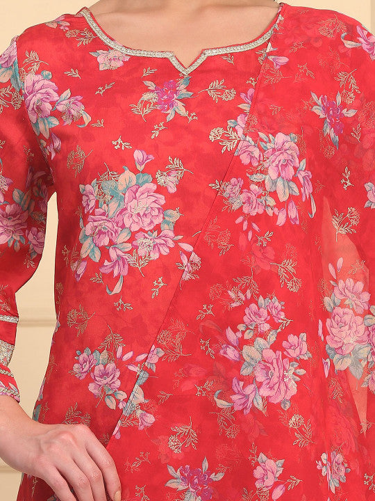AURELIA Women Floral Printed Regular Kurta with Trousers Kurta Sets
