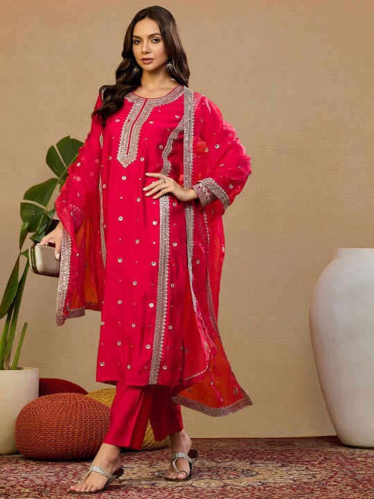 House of Pataudi Women Ethnic Motif Embroidered Zari Kurta