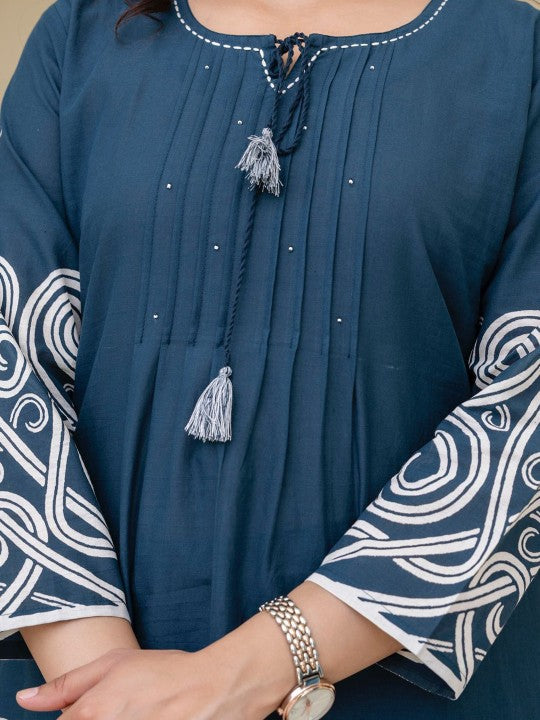 AUTUMN LANE Embroidered Pure Cotton Tunic With Trousers