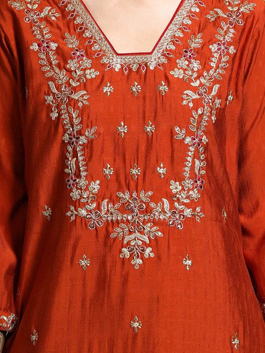 House of Pataudi Embroidered Straight Kurta