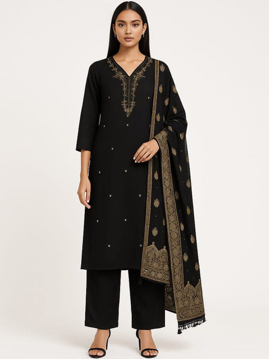 Ethnicity Ethnic Motifs Embroidered Sequinned Straight Kurta With Trousers & Dupatta