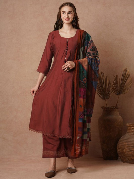 FASHOR Women Panelled Thread Work Kurta