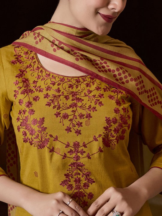 WOMEN PLUS Women Ethnic Motifs Embroidered Jamdani Pure Cotton Kurta Set