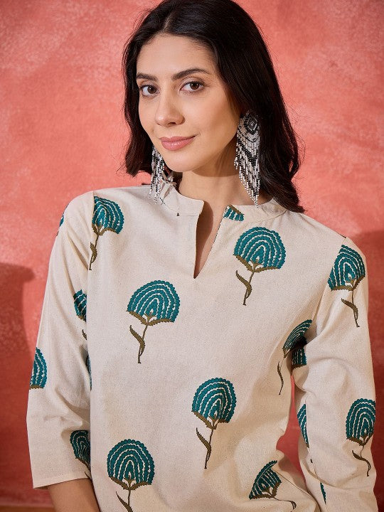 Printed Pure Cotton Tunic & Palazzo Co-Ord Set