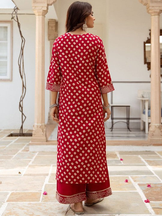 Ishin Ethnic Motifs Printed Beads & stones Straight Kurta