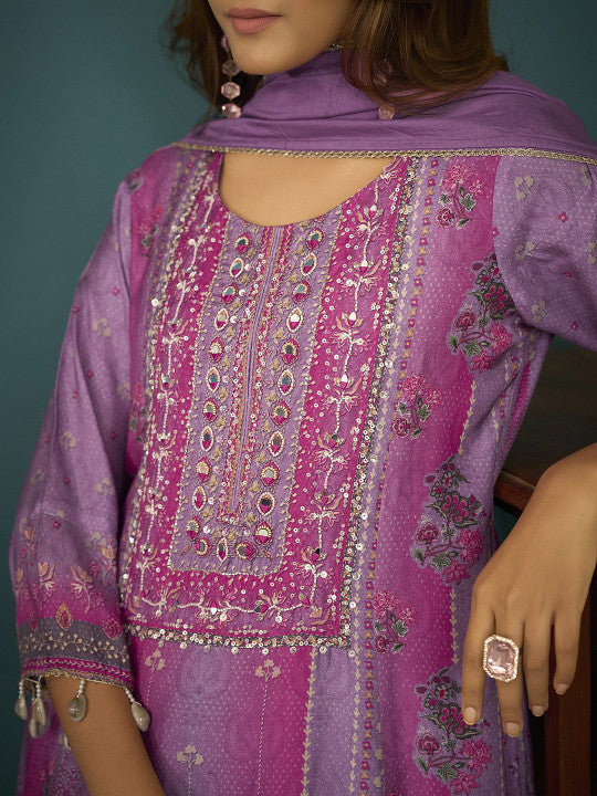 Anouk Women Ethnic Motifs Embroidered Silk Anarkali Fusion Kurta with Dhoti Pants & Dupatta