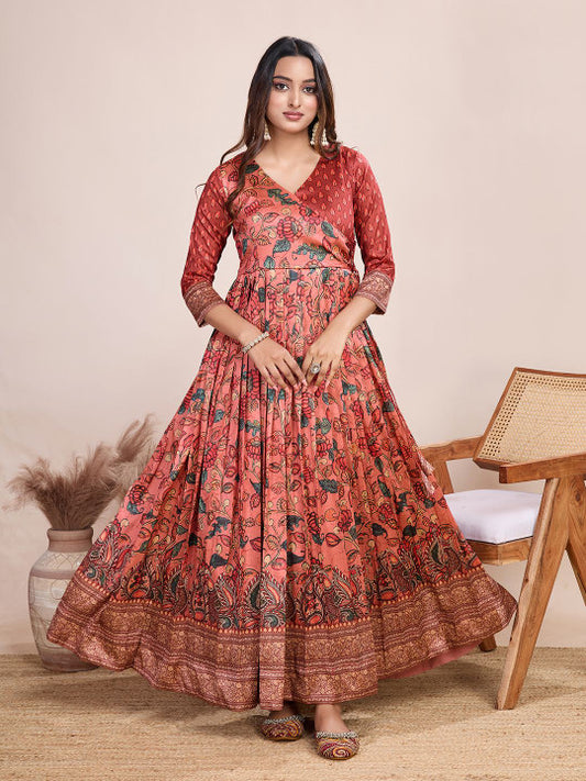 Tasarika Printed V-Neck Maxi Ethnic Dress