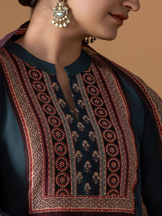 WOMEN PLUS Women Ethnic Motifs Printed Kurta with Trousers & Dupatta