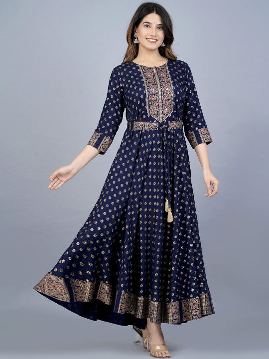 JAIPURI COLLECTION Ethnic Motifs Printed Gotta Patti Ethnic Dresses