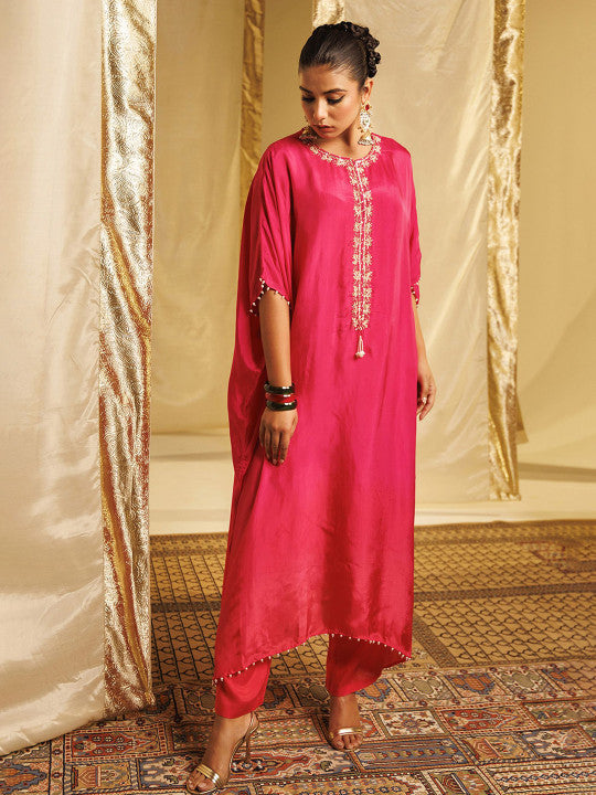 ZARI Women Ethnic Motifs Embroidered Kurta with Trousers