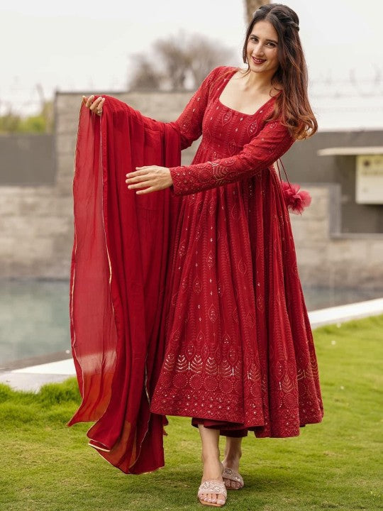 Vama Heritage Women Ethnic Motifs Embroidered Regular Sequinned Kurta