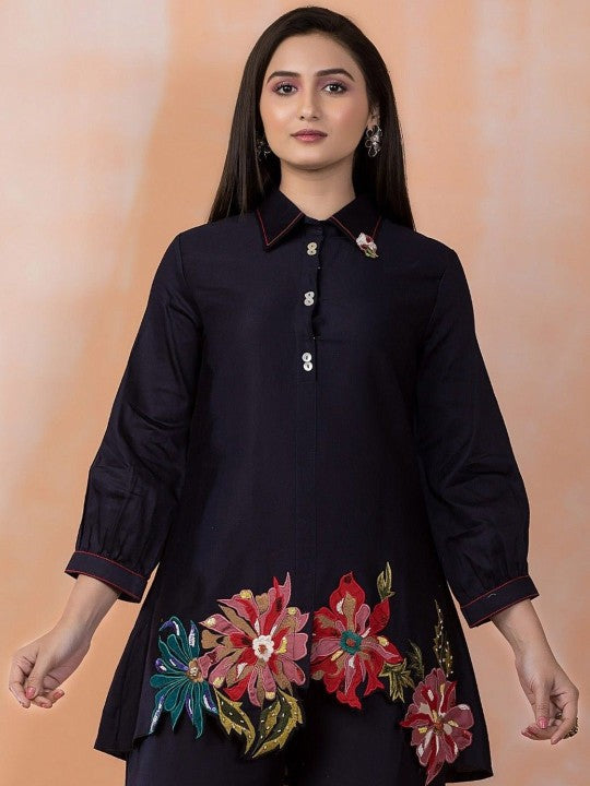 AUTUMN LANE Sabhya Raven Embroidered Tunic With Trousers Co-Ords