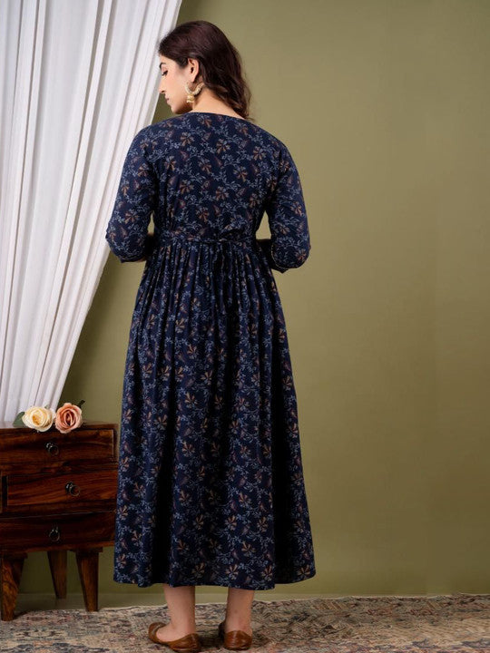 Ashvy Paisley Printed Fit And Flare Maternity Ethnic Dress