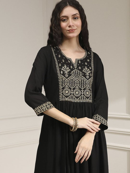 Biba Women Ethnic Motifs Printed Anarkali Kurta with Trousers & Dupatta