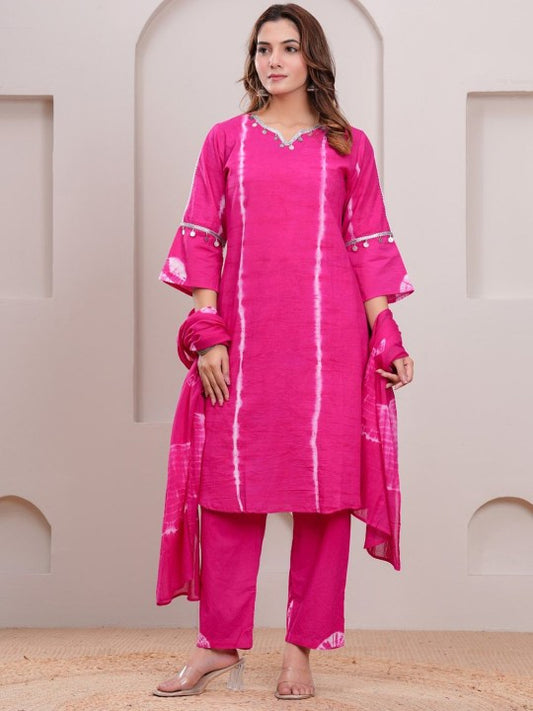AUTUMN LANE Women Regular Pure Cotton Kurta with Trousers & With Dupatta