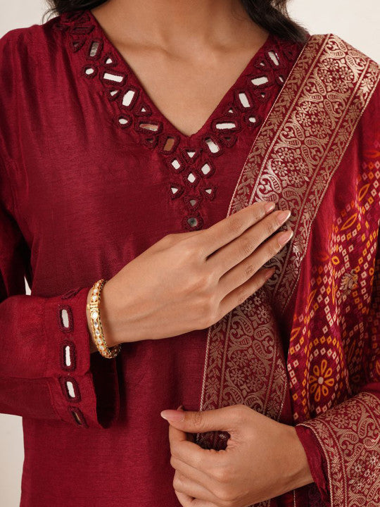 ZNKL Women Regular Mirror Work Straight Kurta with Salwar & Dupatta
