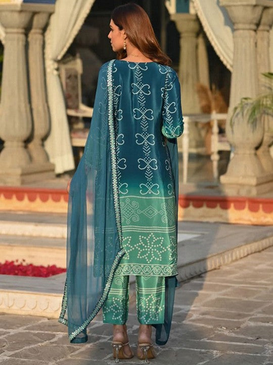 Floral Printed V-Neck Straight Kurta