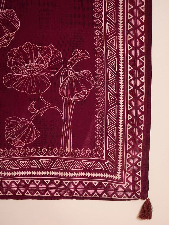 Floral Printed V Neck Straight Kurta