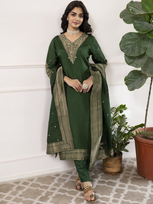 Anouk Women Yoke Design Regular Zardozi Pure Silk Kurta