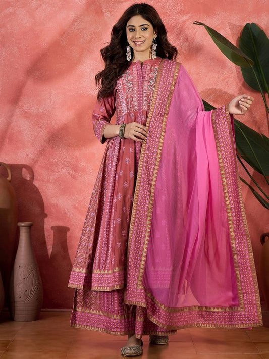 Printed & Embroidered Anarkali Kurta