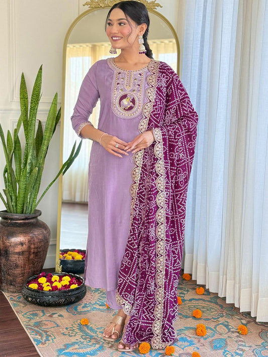 CaniBani Women Ethnic Motifs Embroidered Regular Thread Work Kurta with Trousers & With Dupatta