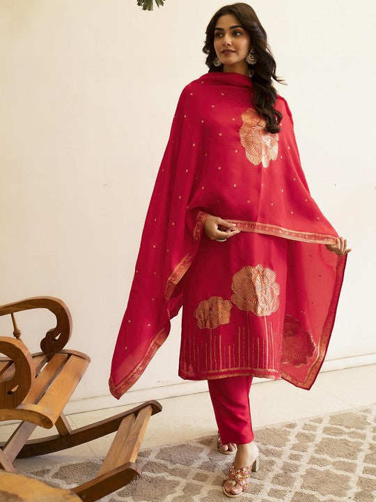 Anouk Women Floral Embroidered Regular Zardozi Kurta