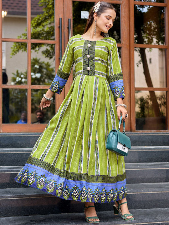 Printed Fit And Flare Ethnic Dresses