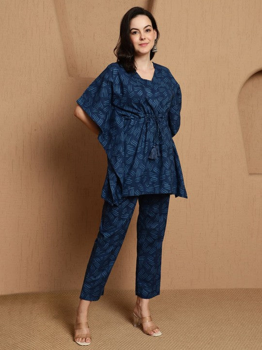 BANDIA Women Printed Kaftan With Trouser Set