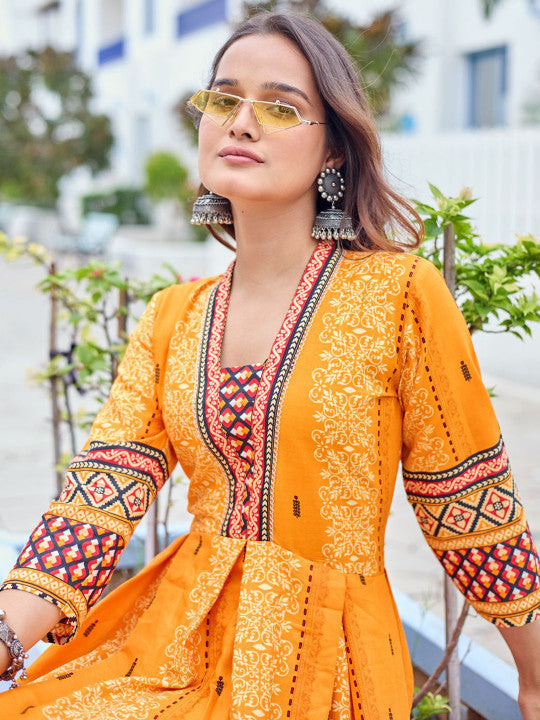 Floral Printed V-Neck Fit And Flare Dresses