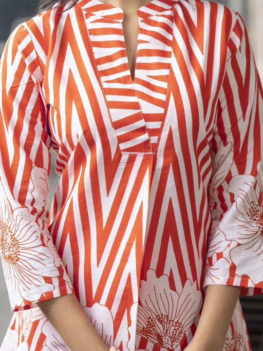 Printed Cotton Tunic With Trousers Co-Ords