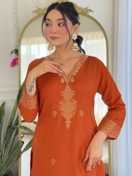 ASCIIBLUES Women Ethnic Motifs Kurta with Trousers & Dupatta