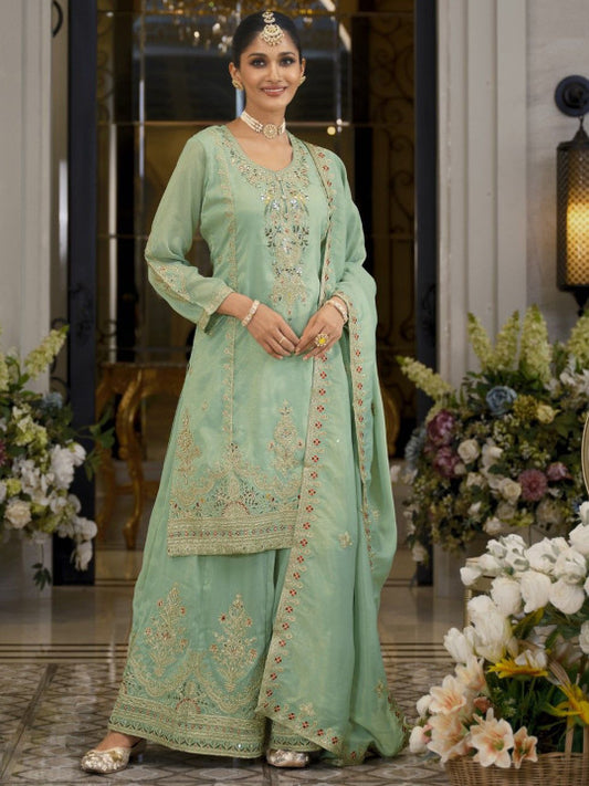 AUTUMN LANE Women Tansu Fern Full Work Heavy Gharara Set