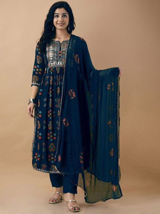 Anushansa Women Floral Embroidered Regular Sequinned Kurta