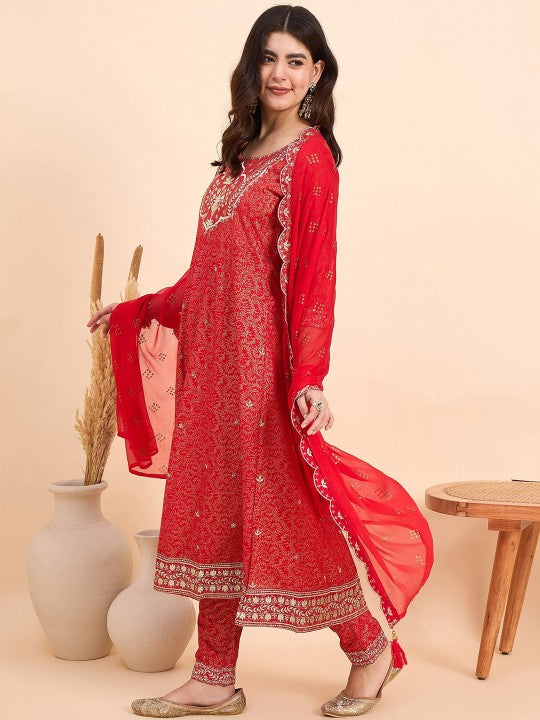 Anouk Ethnic Motifs Printed Kurta With Trousers & Dupatta