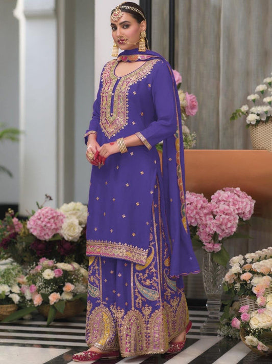 AUTUMN LANE Women Ethnic Motifs Printed Kurta with Palazzos & Dupatta