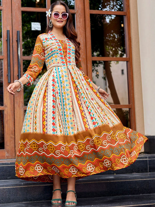 HERE&NOW Women Printed Ethnic Dress