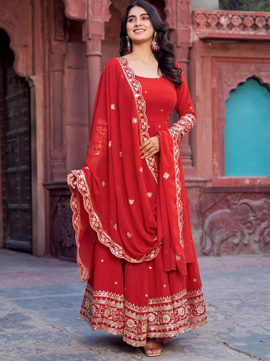 all about you Women Ethnic Motifs Embroidered Anarkali Kurta with Palazzos & Dupatta