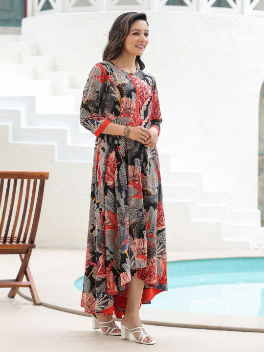 Printed Pure Cotton Maxi Ethnic Dresses