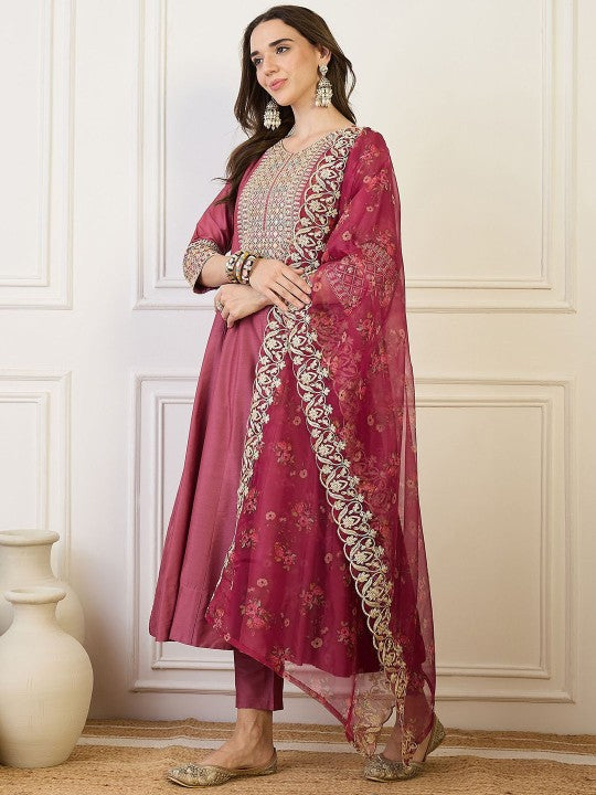 House of Pataudi Embroidered A-Line Kurta