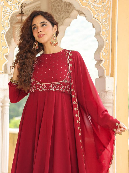 Floral Embroidered Georgette Anarkali Kurta