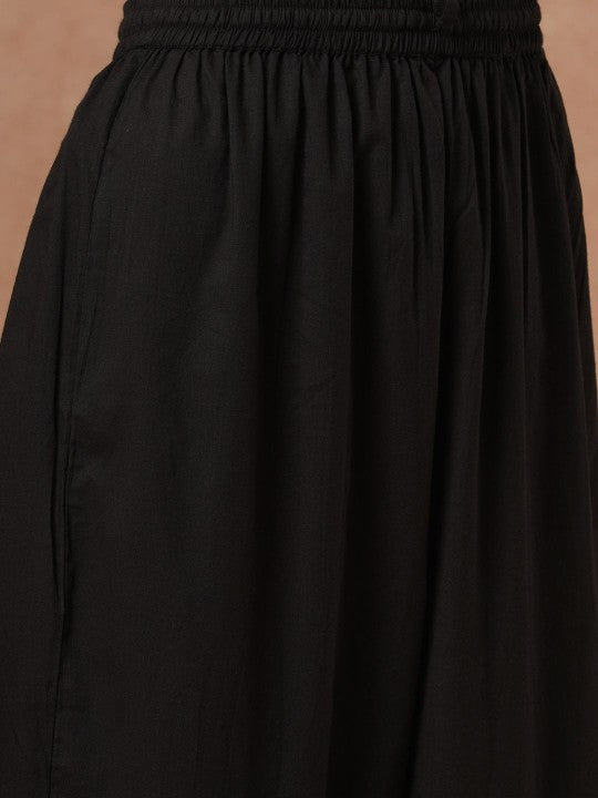 FASHOR Floral Embroidered Pure Cotton Straight Kurta With Trousers & Dupatta