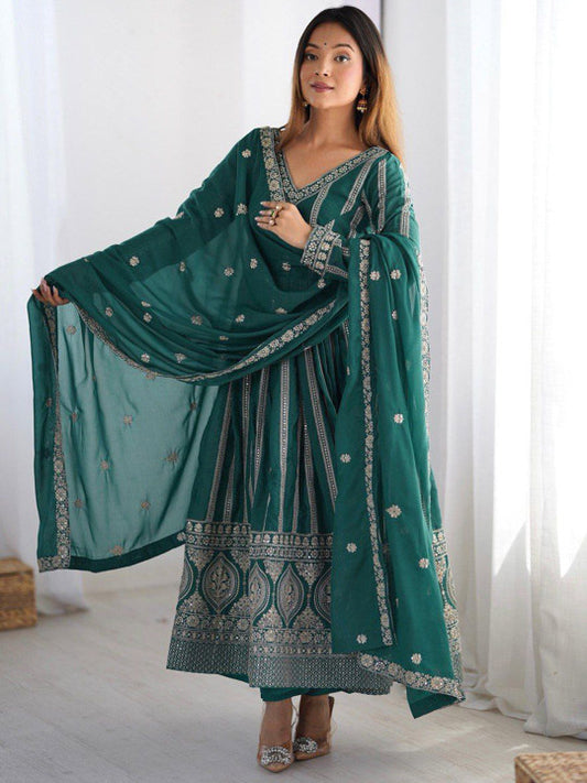 CAPITALHAVEN Women Ethnic Motifs Embroidered Thread Work Kurta with Trousers & Dupatta
