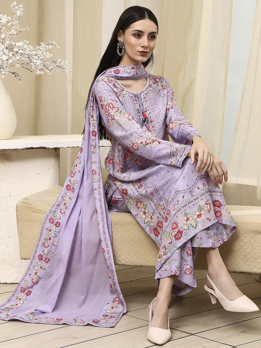 Biba Women Floral Printed Regular Kurta with Palazzos & With Dupatta