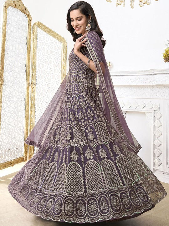 Inddus Ethnic Motifs Embroidered Sequinned Anarkali Kurta With Dupatta