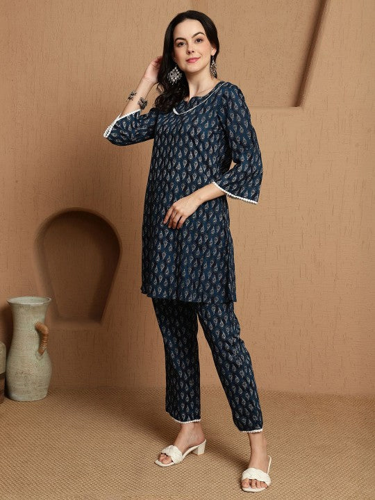 BANDIA Women Floral Printed Pure Cotton Co-ords Set