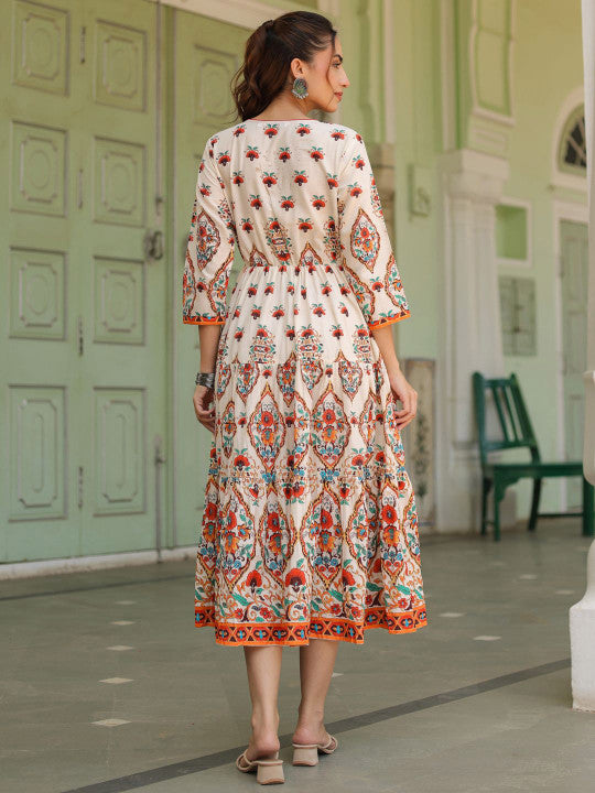 Printed Fit & Flare Ethnic Dress